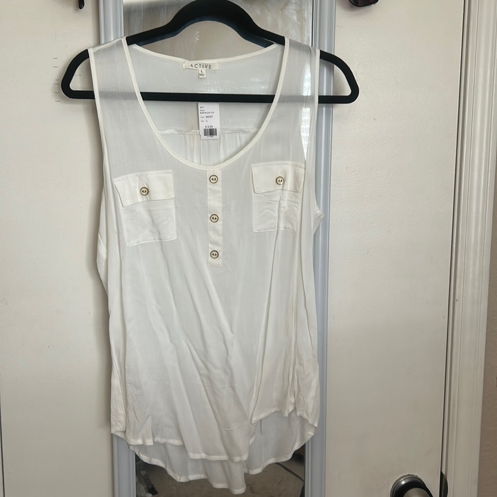 Sleeveless white blouse